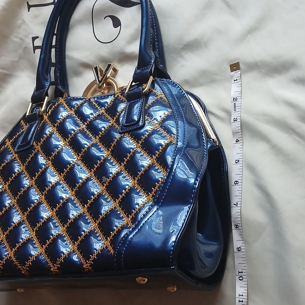 Elegant Blue and Gold Handbag - Picture 3 of 4